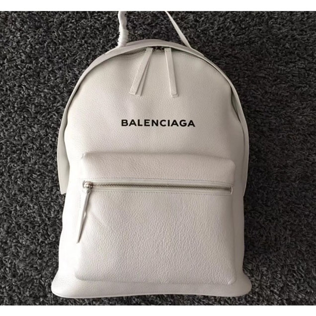 Balenciaga Logo Calfskin Everyday Backpack Bag White 2018