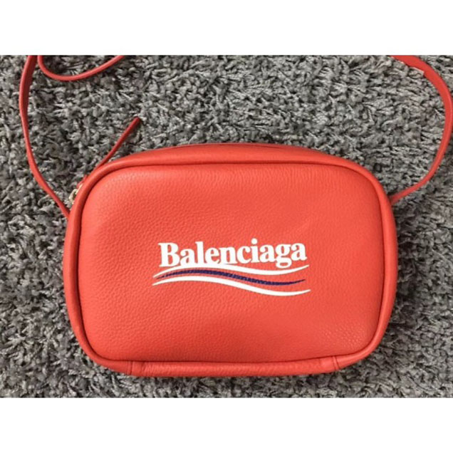 Balenciaga Political Campain Logo Calfskin Everyday Camera Large Bag Red 2018