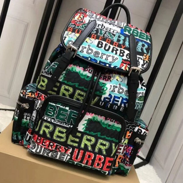 Burberry Large Rucksack in Graffiti Logo Print 2018 Collection