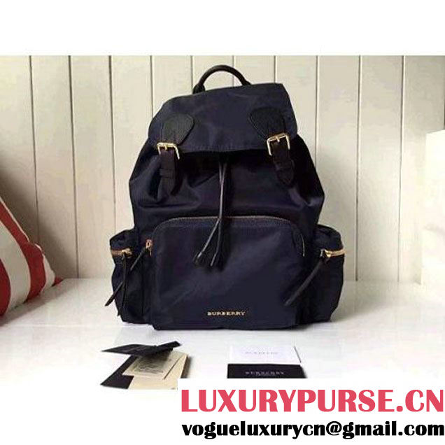 Burberry Large Rucksack In Technical Nylon And Leather Backpack Deep Blue (2A016-6062737 )