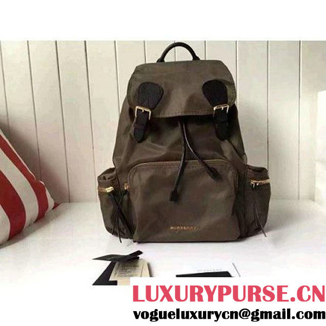 Burberry Large Rucksack In Technical Nylon And Leather Backpack Stone (2A016-6062738 )