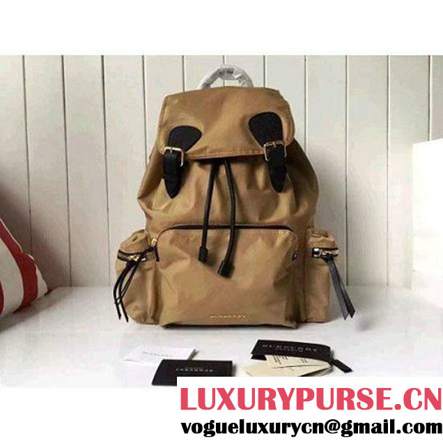 Burberry Large Rucksack In Technical Nylon And Leather Backpack Kahki (2A016-6062742 )