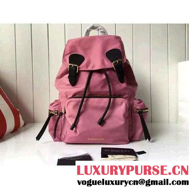 Burberry Large Rucksack In Technical Nylon And Leather Backpack Pink (2A016-6062743 )