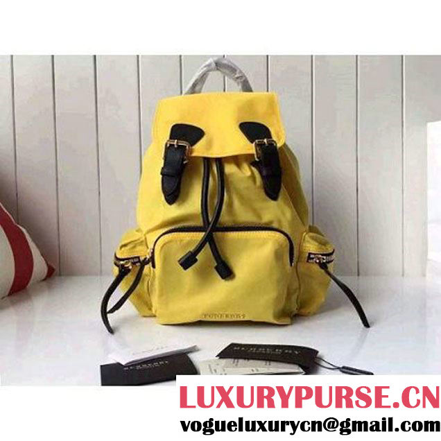 Burberry Medium Rucksack In Technical Nylon And Leather Backpack Yellow (2A016-6062812 )