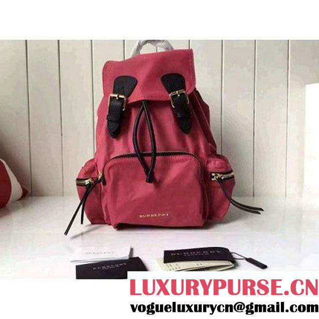 Burberry Medium Rucksack In Technical Nylon And Leather Backpack Rosy (2A016-6062813 )