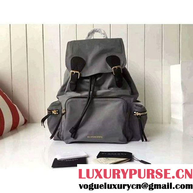 Bur. Large Rucksack In Technical Nylon And Leather Backpack Gray (2A016-6062817 )