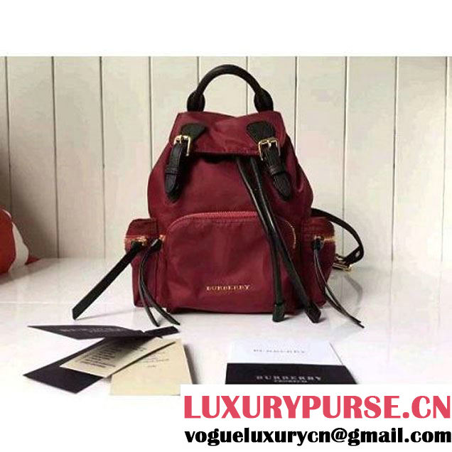 Bur. Small Rucksack In Technical Nylon And Leather Backpack Burgundy (2A016-6062826 )