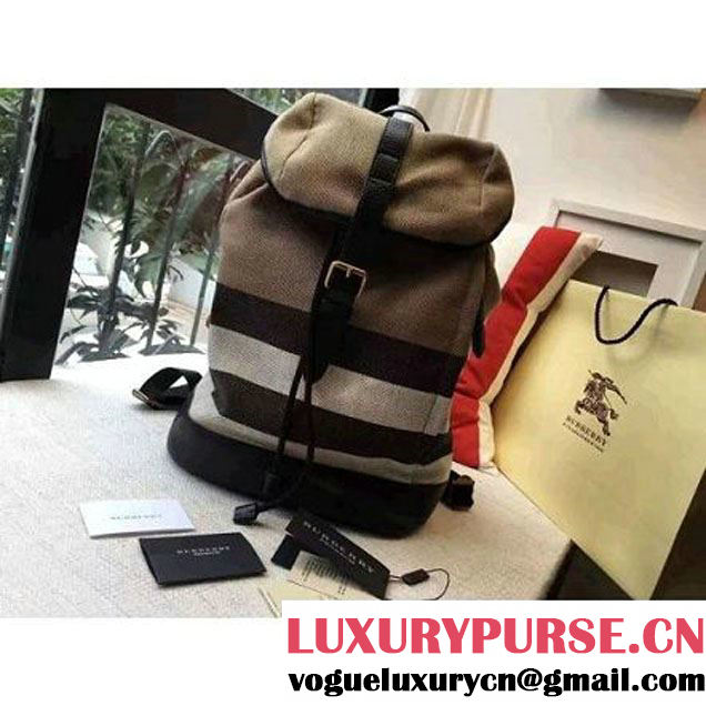 Bur. Colour Block Canvas Check Backpack 39767211 Brown (2A016-6072201 )