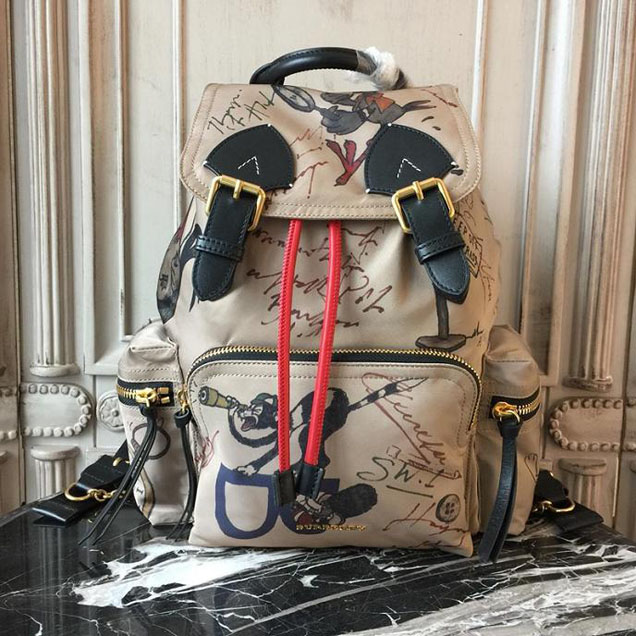 Burberry Rucksack Graffiti Backpack Technical Nylon Leather Spring Summer 2018 Collection Beige