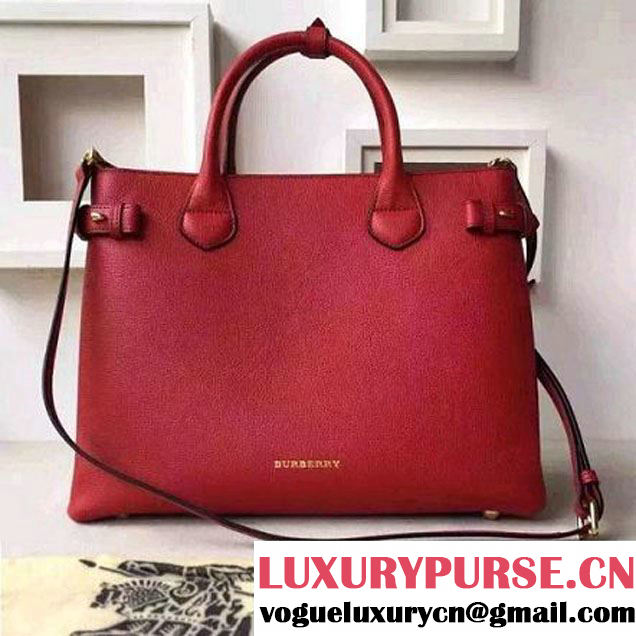 B Medium Banner Bag In Leather And House Check Red (2A016-6051811 )