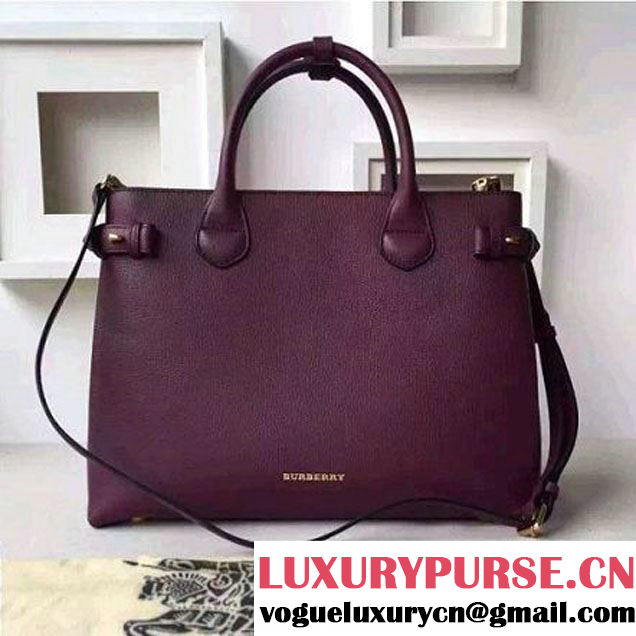 B Medium Banner Bag In Leather And House Check Burgundy (2A016-6051813 )