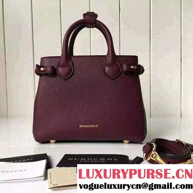 B Baby Banner Bag In Leather And House Check Burgundy (2A016-6051822 )