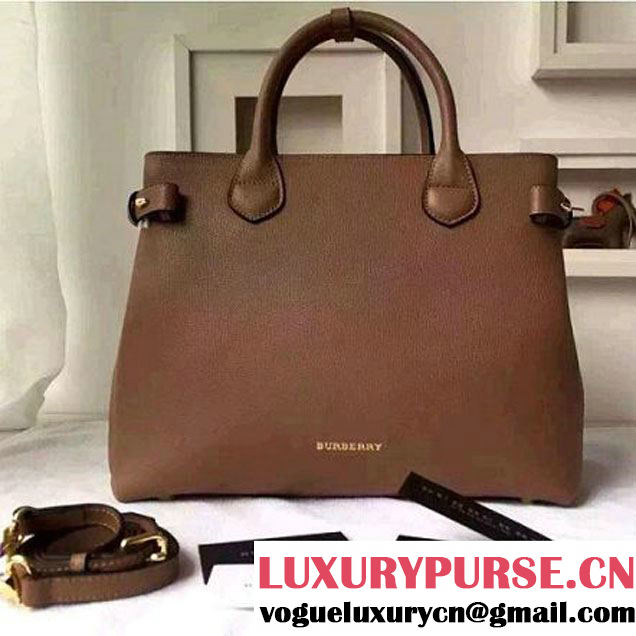 Burberry Medium Banner Bag In Leather And House Check Camel (2A016-6051808 )