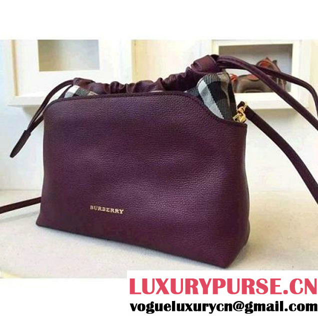 Burberry Little Crush In Dark Amethyst Leather And House Check (2A016-091903 )