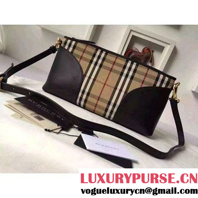 Burberry Calfskin And Horseferry Clutch Bag In Black (2A016-6030410 )