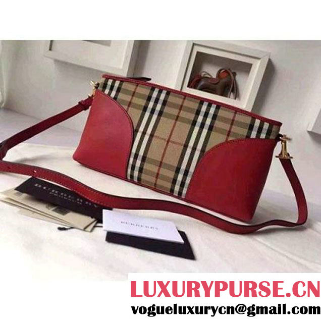 Burberry Calfskin And Horseferry Clutch Bag In Red (2A016-6030412 )