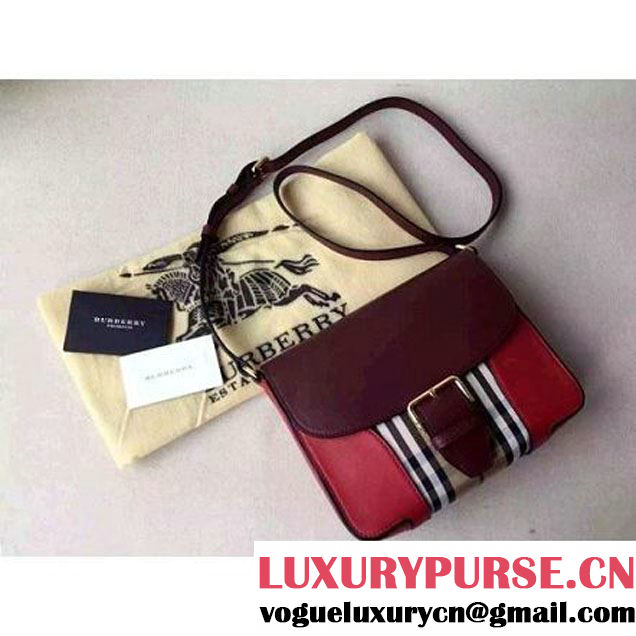 Burberry Calfskin And Horseferry Cross Body Bag In Burgundy/Red (2A016-6030418 )