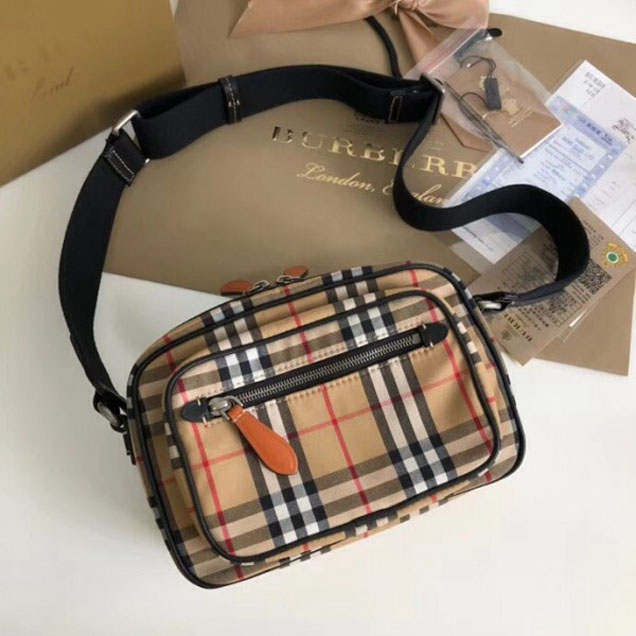 Burberry. Vintage Check Canvas Camera Cross Body Bag Red 2018 Collection