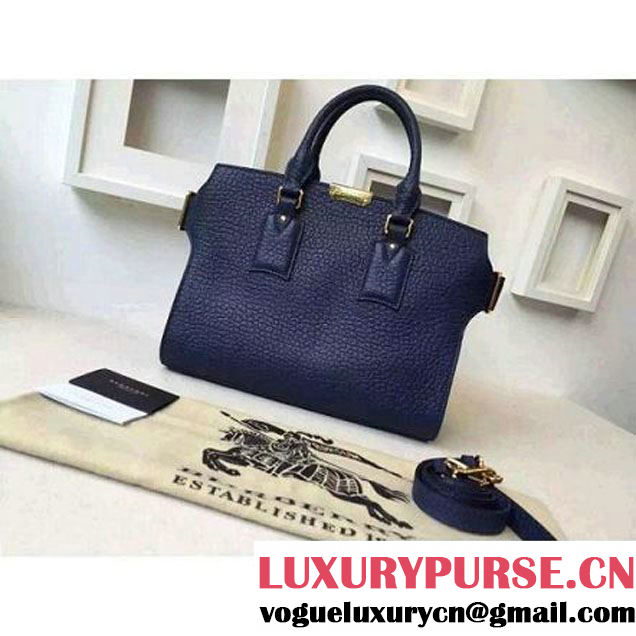 Burberry 39728811 Medium Signature Grain Leather Tote Bag In Blue Carbon (2A016-080529 )