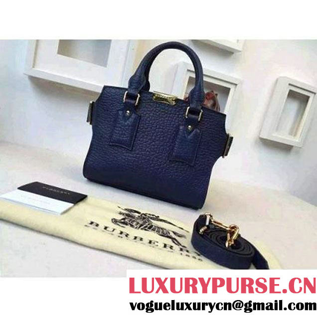 Burberry 39728211 Small Signature Grain Leather Tote Bag In Blue Carbon (2A016-080531 )