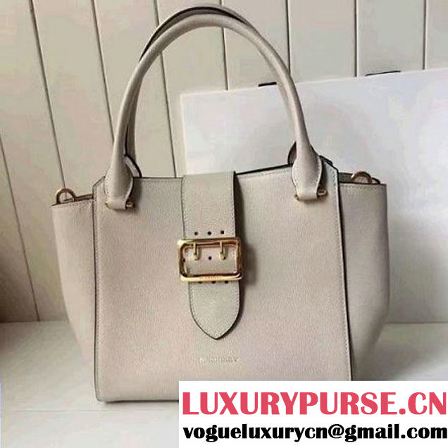 Burberry Medium Buckle Tote In Grainy Leather Off-White 2016 (2A016-6082705 )