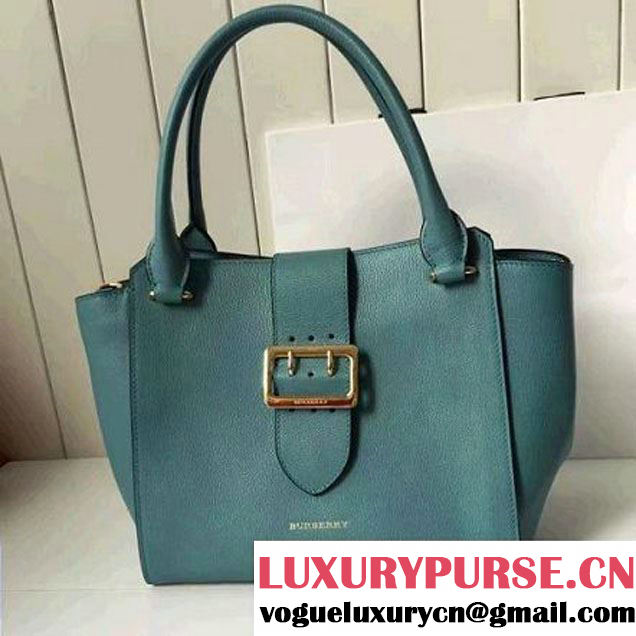 Burberry Medium Buckle Tote In Grainy Leather Aqua Blue 2016 (2A016-6082706 )