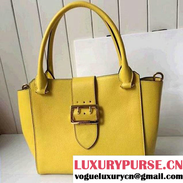 Burberry Medium Buckle Tote In Grainy Leather Yellow 2016 (2A016-6082709 )