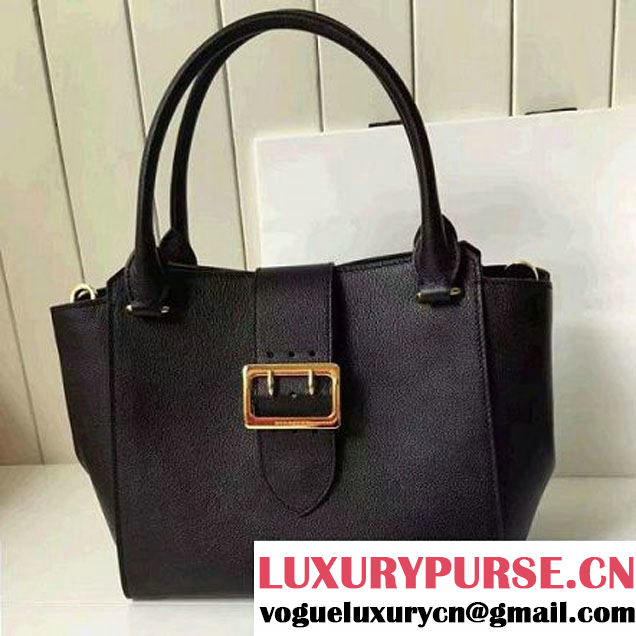 Burberry Medium Buckle Tote In Grainy Leather Black 2016 (2A016-6082710 )