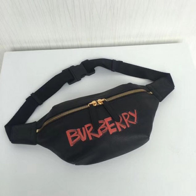 Burberry. Medium Graffiti Print Leather Bum Bag Black 2018 Collection