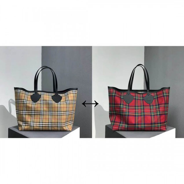 Burberry Giant Reversible Tote in Vintage Canvas Check and Leather 2018 (2) Collection