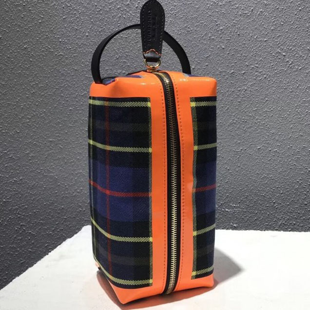 Burberry Tartan Cotton Pouch Orange/Blue 2018 Collection