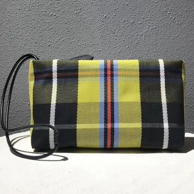 Burberry Tartan Cotton Clutch Yellow/Black 2018 Collection