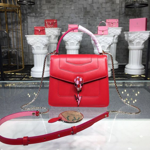 Bulgari Serpenti Forever Candy Quartz Pop Thunder Top Handle 18cm Mini Bag Calfskin Leather Spring Summer 2018 Collection Ruby Red Flame Coral