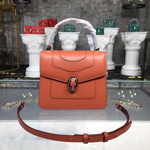 Bulgari Serpenti Forever Roman Garnet with Black Enamel Onyx Top Handle 18cm Mini Bag Calfskin Leather Spring Summer 2018 Collection Canyon Amber