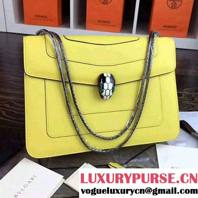 Bvlgari Large Yellow Calf Leather Serpenti Forever Flap Cover Bag 28cm (BGJ-121113 )