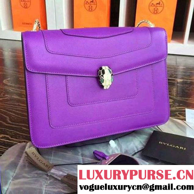 Bvlgari Large Purple Calf Leather Serpenti Forever Flap Cover Bag 28cm (BGJ-121119 )