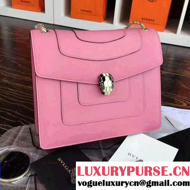 Bvlgari Pink Calf Leather Serpenti Forever Flap Cover Bag 25cm (BGJ-121201 )