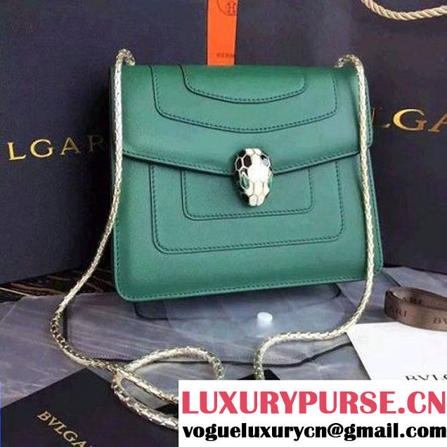 Bvlgari Green Calf Leather Serpenti Forever Flap Cover Bag 20cm (BGJ-121403 )