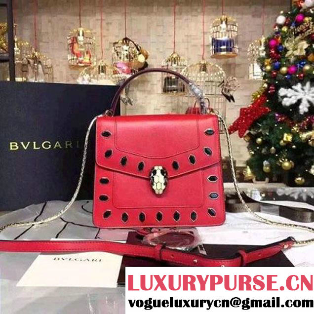 Bvlgari Scaglie Studs Serpenti Forever Flap Cover Bag With Handle Red 20cm 2016 (BGJ-6012904 )