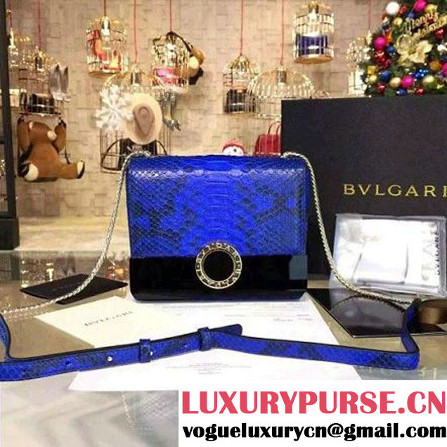 Bvlgari Small Bvlgari Bvlgari Python Skin Flap Cover Bag Blue (BGJ-6012911 )