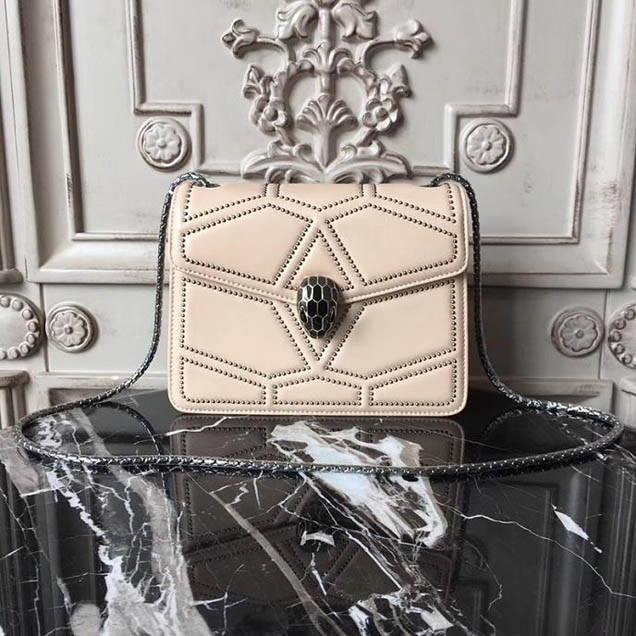 Bulgari Serpenti Forever Quilted Stardust 20cm Small with Single Gusset Bag Calfskin Leather Fall Winter 2017 Collection Beige