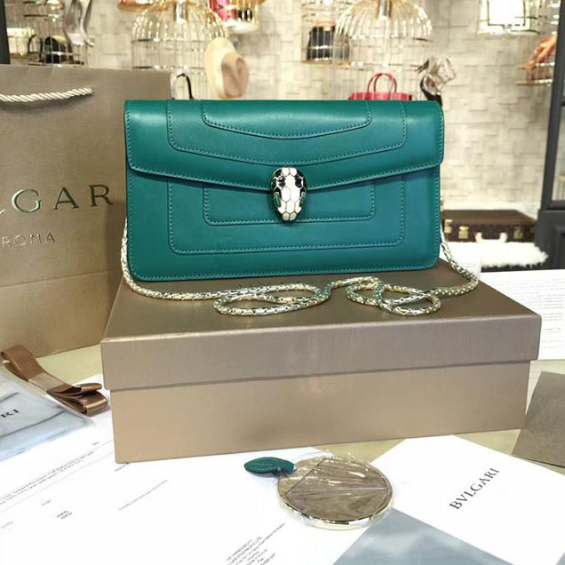 Bulgari Serpenti 25cm Small Clutch Bag Fall 2016 Collection Calfskin Leather Green