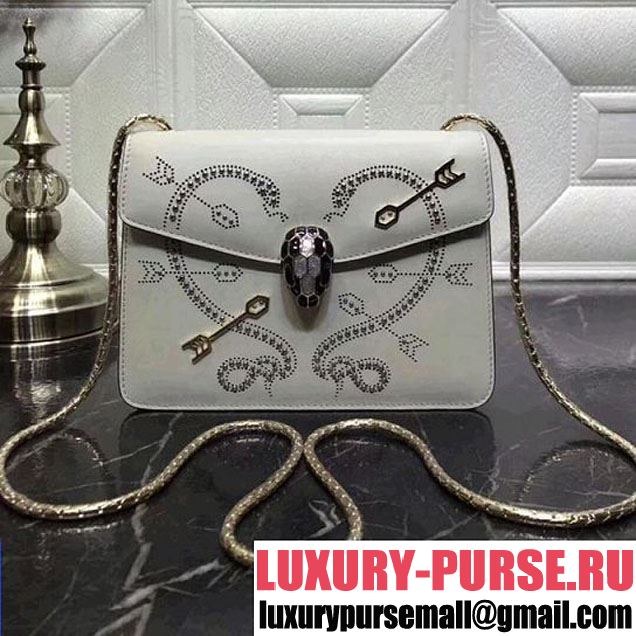 Bvlgari Serpenti Forever in Studded "Pop-Heart" Calfskin White 24cm 2018 (AFEI-8011618 )