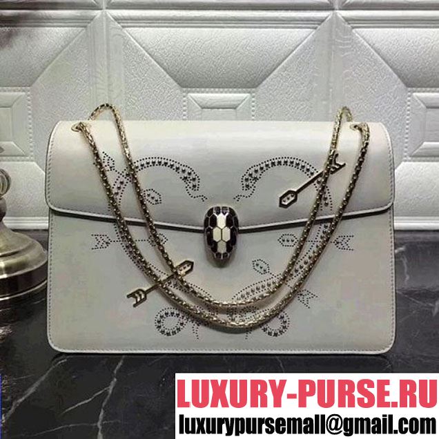 Bvlgari Serpenti Forever in Studded "Pop-Heart" Calfskin White 27cm 2018 (AFEI-8011607 )