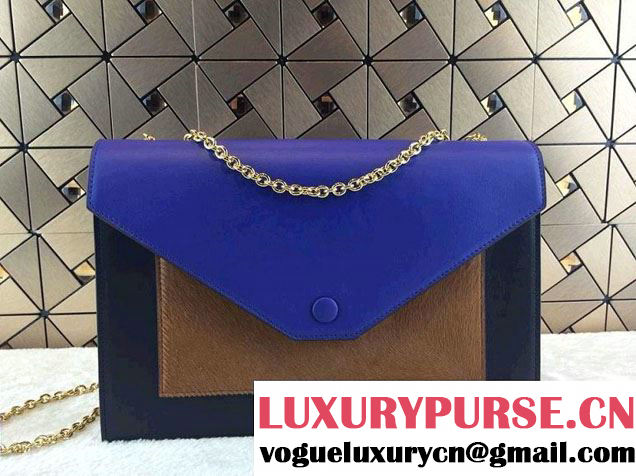 Celine Pocket Envelope Flap Bag with Chain 175383 Blue Fall 2014