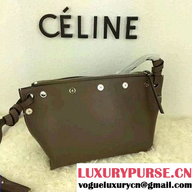 Celine Medium Sailor Bag With Studs In Dark Brown Calfskin Spring 2016 (2A021-6030201 )