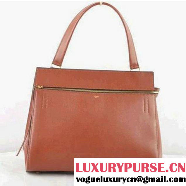 CELINE EDGE BAG MEDIUM IN CALFSKIN DARK BROWN 520 (SKU: #135596 ) (SKU: #135596 )