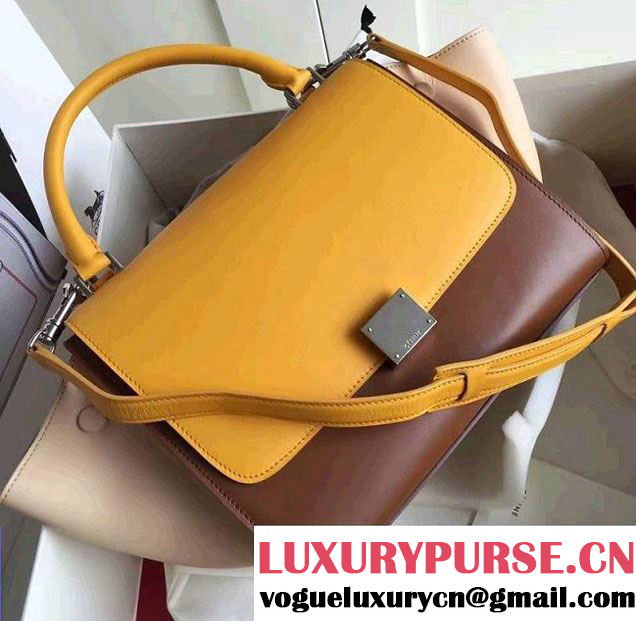 Celine Trapeze Small Tote Bag in Original Leather Turmeric/Khaki/Nude Pink 2016