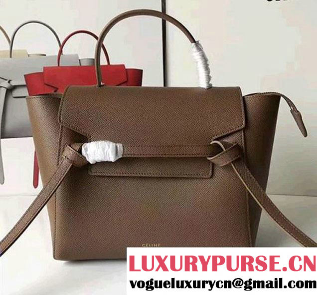 Celine Belt Tote Mini Bag in Epsom Leather Coffee