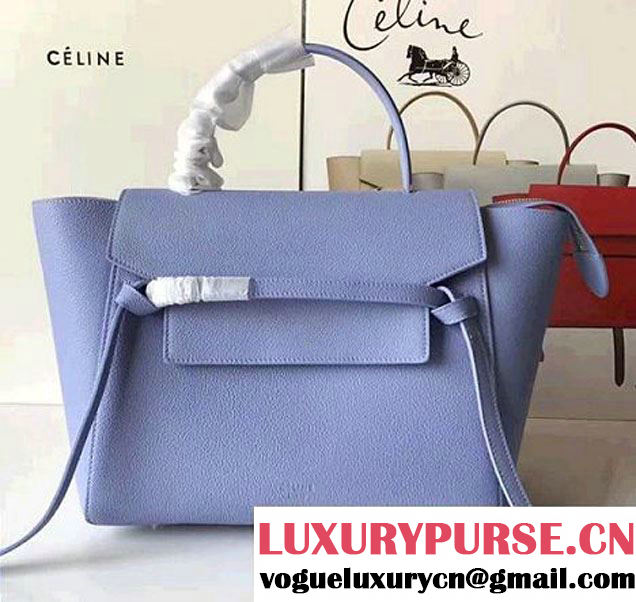 Celine Belt Tote Small Bag in Original Clemence Leather Light Blue